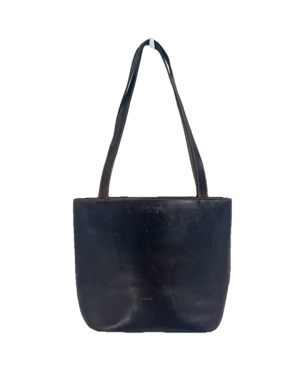 Kate Spade Brown Leather Shoulder Bag Minimalist Classic Tote Vintage 90s